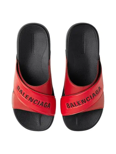 Balenciaga Men's Sporty Pool Slide Sandals - Black Red - Size 12 | Thumbnail 2 Balenciaga Men's Sporty Pool Slide Sandals - Black Red - Size 12 | Thumbnail 2