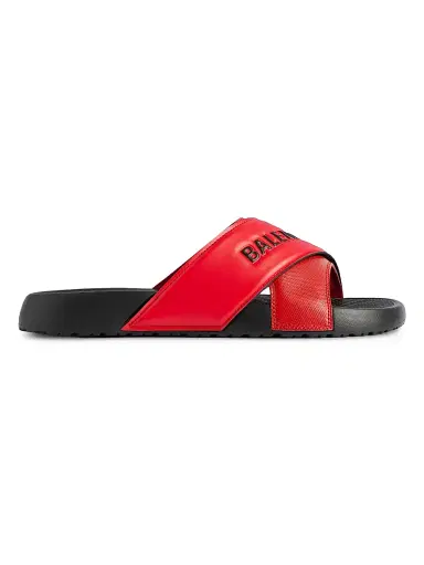 Balenciaga Men's Sporty Pool Slide Sandals - Black Red - Size 12 | Thumbnail 1 Balenciaga Men's Sporty Pool Slide Sandals - Black Red - Size 12 | Thumbnail 1