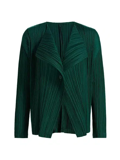 Pleats Please Issey Miyake Women's Plissé Pleats Cardigan - Dark Green - Size Small | Thumbnail 1 Pleats Please Issey Miyake Women's Plissé Pleats Cardigan - Dark Green - Size Small | Thumbnail 1