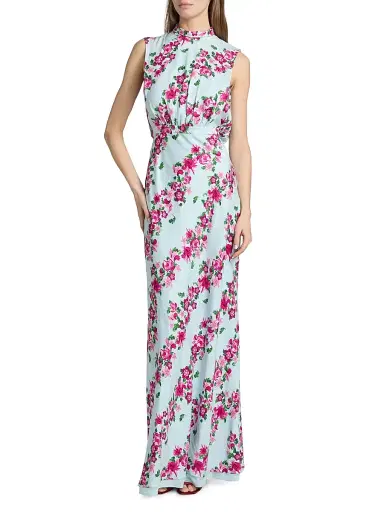 Saloni Women's Fleur Floral Satin Gown - Bellis Stripe - Size 4 | Thumbnail 3 Saloni Women's Fleur Floral Satin Gown - Bellis Stripe - Size 4 | Thumbnail 3