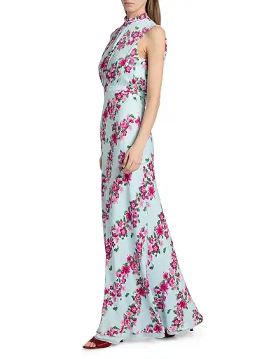 Saloni Women's Fleur Floral Satin Gown - Bellis Stripe - Size 4 | Thumbnail 4 Saloni Women's Fleur Floral Satin Gown - Bellis Stripe - Size 4 | Thumbnail 4