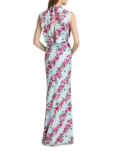 Saloni Women's Fleur Floral Satin Gown - Bellis Stripe - Size 4 | Thumbnail 5 Saloni Women's Fleur Floral Satin Gown - Bellis Stripe - Size 4 | Thumbnail 5