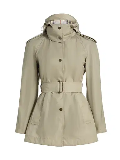 Burberry Women's Tilgate Belted Mini Trench Coat - Sparrow Beige | Thumbnail 1 Burberry Women's Tilgate Belted Mini Trench Coat - Sparrow Beige | Thumbnail 1
