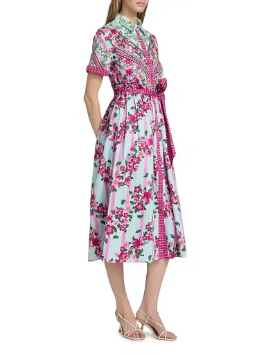 Saloni Women's Vivienne Striped Cotton Midi-Shirtdress - Bellis Ornamental - Size 12 | Thumbnail 4 Saloni Women's Vivienne Striped Cotton Midi-Shirtdress - Bellis Ornamental - Size 12 | Thumbnail 4