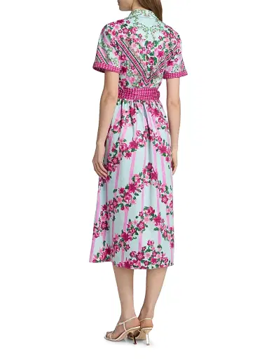 Saloni Women's Vivienne Striped Cotton Midi-Shirtdress - Bellis Ornamental - Size 12 | Thumbnail 5 Saloni Women's Vivienne Striped Cotton Midi-Shirtdress - Bellis Ornamental - Size 12 | Thumbnail 5