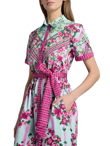 Saloni Women's Vivienne Striped Cotton Midi-Shirtdress - Bellis Ornamental - Size 12 | Thumbnail 6 Saloni Women's Vivienne Striped Cotton Midi-Shirtdress - Bellis Ornamental - Size 12 | Thumbnail 6
