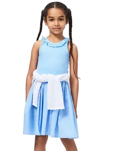Molo Little Girl's & Girl's Eyelet-Trimmed Ribbed Dress - Sparkling Sea | Thumbnail 3 Molo Little Girl's & Girl's Eyelet-Trimmed Ribbed Dress - Sparkling Sea | Thumbnail 3