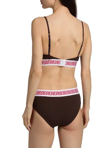 Versace Women's Cotton Jersey Rib Bra - Chocolate - Size XL | Thumbnail 4 Versace Women's Cotton Jersey Rib Bra - Chocolate - Size XL | Thumbnail 4