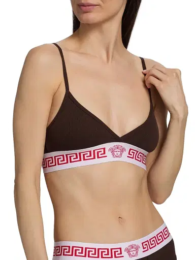 Versace Women's Cotton Jersey Rib Bra - Chocolate - Size XL | Thumbnail 5 Versace Women's Cotton Jersey Rib Bra - Chocolate - Size XL | Thumbnail 5