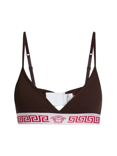Versace Women's Cotton Jersey Rib Bra - Chocolate - Size XL | Thumbnail 1 Versace Women's Cotton Jersey Rib Bra - Chocolate - Size XL | Thumbnail 1