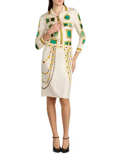 Versace Women's The Lover Silk Twill Pencil Skirt - Multi Color | Thumbnail 2 Versace Women's The Lover Silk Twill Pencil Skirt - Multi Color | Thumbnail 2