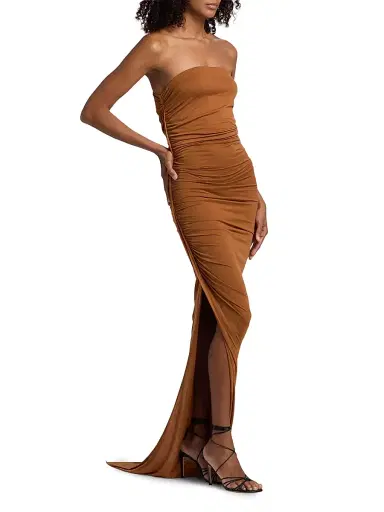Rick Owens Women's Edfu Jersey Strapless Gown - Cognac | Thumbnail 2 Rick Owens Women's Edfu Jersey Strapless Gown - Cognac | Thumbnail 2