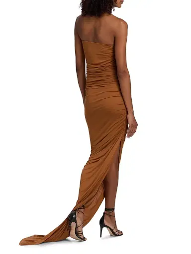 Rick Owens Women's Edfu Jersey Strapless Gown - Cognac | Thumbnail 5 Rick Owens Women's Edfu Jersey Strapless Gown - Cognac | Thumbnail 5