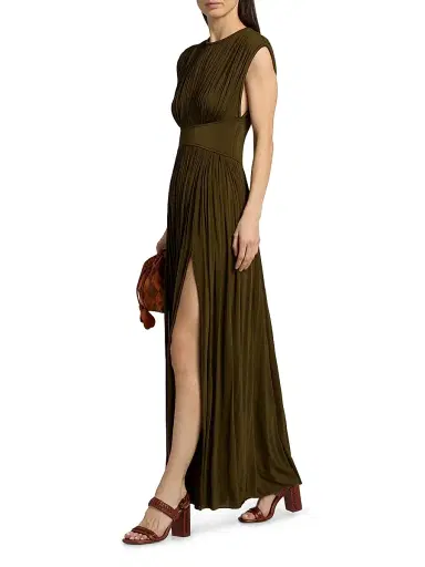 Zimmermann Women's Luna Draped Column Maxi Dress - Moss | Thumbnail 2 Zimmermann Women's Luna Draped Column Maxi Dress - Moss | Thumbnail 2