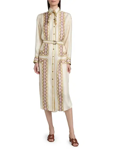 Zimmermann Women's Luna Retro-Print Silk Midi-Shirtdress - Retro Geo | Thumbnail 3 Zimmermann Women's Luna Retro-Print Silk Midi-Shirtdress - Retro Geo | Thumbnail 3