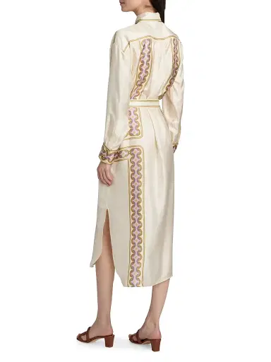 Zimmermann Women's Luna Retro-Print Silk Midi-Shirtdress - Retro Geo | Thumbnail 5 Zimmermann Women's Luna Retro-Print Silk Midi-Shirtdress - Retro Geo | Thumbnail 5