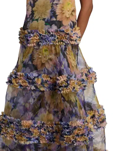 Zimmermann Women's Luna Floral Silk Ruffle Maxi Dress - Violet Dahlia | Thumbnail 6 Zimmermann Women's Luna Floral Silk Ruffle Maxi Dress - Violet Dahlia | Thumbnail 6