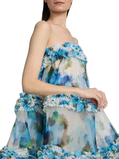 Zimmermann Women's Alchemy Ruffle Floral Strapless Minidress - Blue Poppy | Thumbnail 6 Zimmermann Women's Alchemy Ruffle Floral Strapless Minidress - Blue Poppy | Thumbnail 6