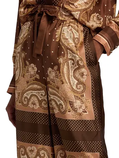 Zimmermann Women's Luna Printed Silk Track Pants - Caramel Paisley | Thumbnail 6 Zimmermann Women's Luna Printed Silk Track Pants - Caramel Paisley | Thumbnail 6