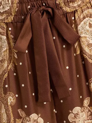 Zimmermann Women's Luna Printed Silk Track Pants - Caramel Paisley | Thumbnail 7 Zimmermann Women's Luna Printed Silk Track Pants - Caramel Paisley | Thumbnail 7