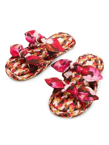 Zimmermann Women's Carousel Printed Linen Slip-On Sandals - Chocolate Rose - Size 11 | Thumbnail 2 Zimmermann Women's Carousel Printed Linen Slip-On Sandals - Chocolate Rose - Size 11 | Thumbnail 2
