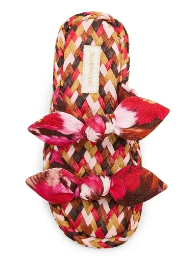 Zimmermann Women's Carousel Printed Linen Slip-On Sandals - Chocolate Rose - Size 11 | Thumbnail 4 Zimmermann Women's Carousel Printed Linen Slip-On Sandals - Chocolate Rose - Size 11 | Thumbnail 4