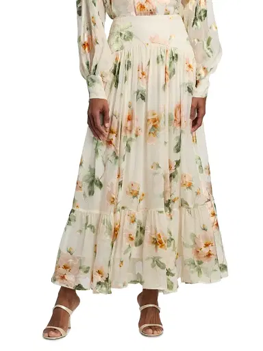 Zimmermann Women's Carousel Burnout Floral Maxi Skirt - Cream Rose | Thumbnail 3 Zimmermann Women's Carousel Burnout Floral Maxi Skirt - Cream Rose | Thumbnail 3