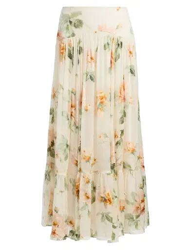 Zimmermann Women's Carousel Burnout Floral Maxi Skirt - Cream Rose | Thumbnail 1 Zimmermann Women's Carousel Burnout Floral Maxi Skirt - Cream Rose | Thumbnail 1