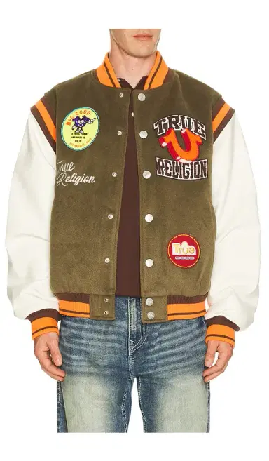 True Religion Garden Logo Retro Varsity Jacket | Thumbnail 1 True Religion Garden Logo Retro Varsity Jacket | Thumbnail 1