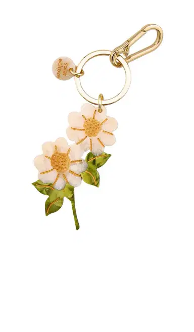 Solar Eclipse Hand-painted Vintage Daisy Stem Bag Charm & Keychain | Thumbnail 1 Solar Eclipse Hand-painted Vintage Daisy Stem Bag Charm & Keychain | Thumbnail 1