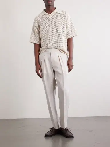 MR P. Steve Tapered Pleated Herringbone Linen Trousers - Men | Thumbnail 2 MR P. Steve Tapered Pleated Herringbone Linen Trousers - Men | Thumbnail 2