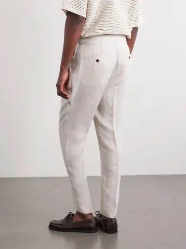 MR P. Steve Tapered Pleated Herringbone Linen Trousers - Men | Thumbnail 4 MR P. Steve Tapered Pleated Herringbone Linen Trousers - Men | Thumbnail 4