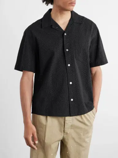Corridor Camp-Collar Broderie Anglaise Cotton Shirt - Men | Thumbnail 3 Corridor Camp-Collar Broderie Anglaise Cotton Shirt - Men | Thumbnail 3