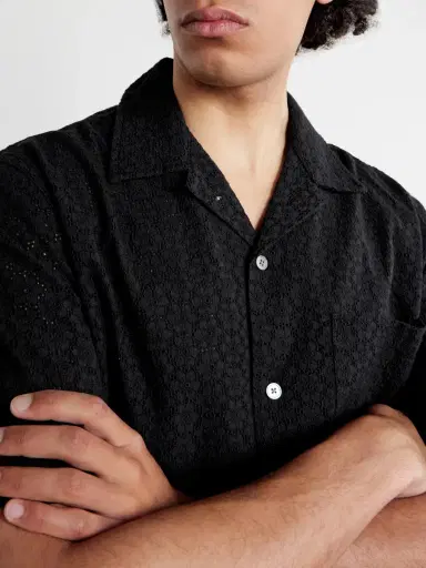 Corridor Camp-Collar Broderie Anglaise Cotton Shirt - Men | Thumbnail 5 Corridor Camp-Collar Broderie Anglaise Cotton Shirt - Men | Thumbnail 5