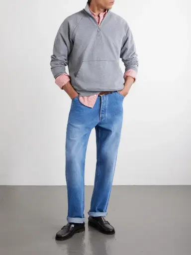 Drake's Cotton-Jersey Half-Zip Sweater - Men | Thumbnail 2 Drake's Cotton-Jersey Half-Zip Sweater - Men | Thumbnail 2