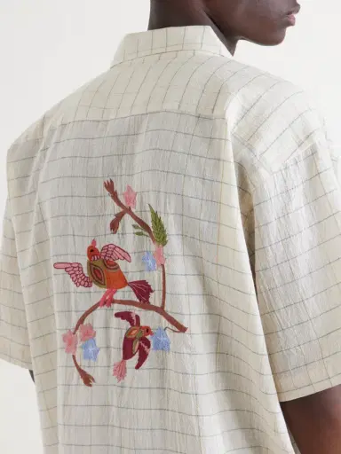 Kardo Rohit Embroidered Checked Cotton Shirt - Men | Thumbnail 5 Kardo Rohit Embroidered Checked Cotton Shirt - Men | Thumbnail 5