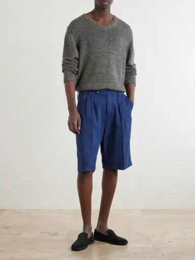 Massimo Alba Cliff Straight-Leg Pleated Cotton Bermuda Shorts - Men | Thumbnail 2 Massimo Alba Cliff Straight-Leg Pleated Cotton Bermuda Shorts - Men | Thumbnail 2