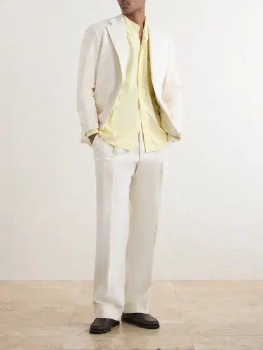Saman Amel Grandad-Collar Silk Shirt - Men | Thumbnail 2 Saman Amel Grandad-Collar Silk Shirt - Men | Thumbnail 2