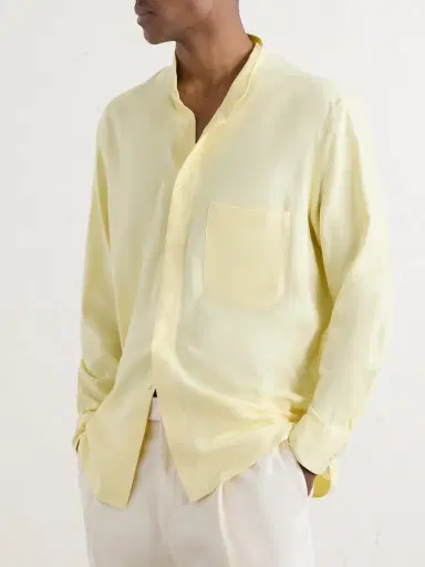 Saman Amel Grandad-Collar Silk Shirt - Men | Thumbnail 3 Saman Amel Grandad-Collar Silk Shirt - Men | Thumbnail 3
