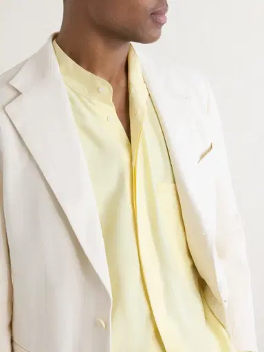 Saman Amel Grandad-Collar Silk Shirt - Men | Thumbnail 5 Saman Amel Grandad-Collar Silk Shirt - Men | Thumbnail 5