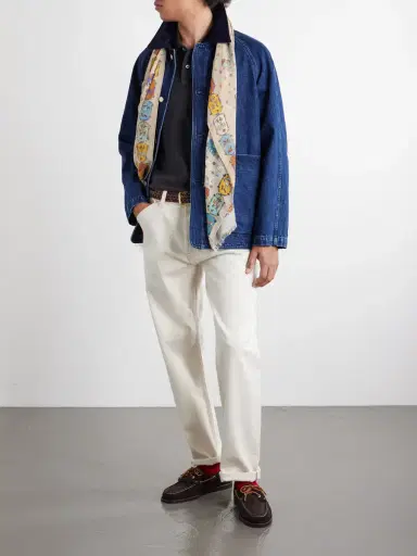 Drake's Frayed Printed Wool and Silk-Blend Scarf - Men | Thumbnail 2 Drake's Frayed Printed Wool and Silk-Blend Scarf - Men | Thumbnail 2