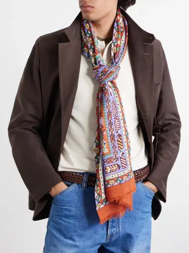 Drake's Printed Wool and Silk-Blend Scarf - Men | Thumbnail 3 Drake's Printed Wool and Silk-Blend Scarf - Men | Thumbnail 3
