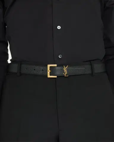 Saint Laurent Men's Monogramme Leather Belt | Thumbnail 2 Saint Laurent Men's Monogramme Leather Belt | Thumbnail 2