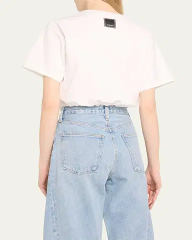 SIMKHAI Jojo Cropped Short-Sleeve Cotton T-Shirt | Thumbnail 3 SIMKHAI Jojo Cropped Short-Sleeve Cotton T-Shirt | Thumbnail 3