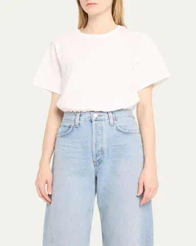 SIMKHAI Jojo Cropped Short-Sleeve Cotton T-Shirt | Thumbnail 4 SIMKHAI Jojo Cropped Short-Sleeve Cotton T-Shirt | Thumbnail 4
