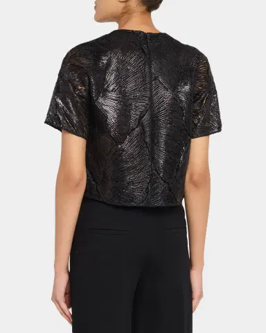 Akris Lacquered Sea Fan Lace Boxy Short-Sleeve Top | Thumbnail 7 Akris Lacquered Sea Fan Lace Boxy Short-Sleeve Top | Thumbnail 7