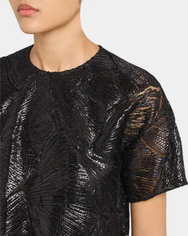 Akris Lacquered Sea Fan Lace Boxy Short-Sleeve Top | Thumbnail 9 Akris Lacquered Sea Fan Lace Boxy Short-Sleeve Top | Thumbnail 9