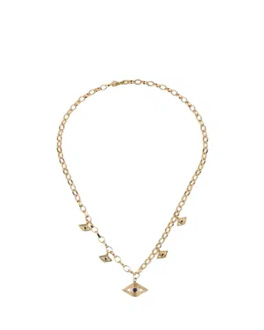 Sydney Evan 14K Sapphire Fluted Evil Eye Charm Necklace | Thumbnail 1 Sydney Evan 14K Sapphire Fluted Evil Eye Charm Necklace | Thumbnail 1