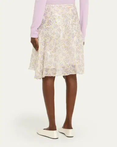 Plan C Floral-Print Metallic Silk Gathered Skirt | Thumbnail 3 Plan C Floral-Print Metallic Silk Gathered Skirt | Thumbnail 3