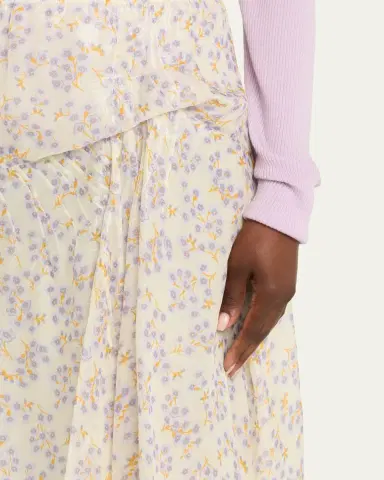 Plan C Floral-Print Metallic Silk Gathered Skirt | Thumbnail 5 Plan C Floral-Print Metallic Silk Gathered Skirt | Thumbnail 5